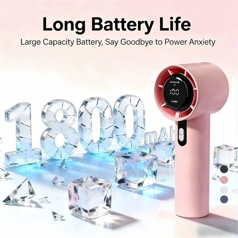 便攜式手持風扇 | 13,000 RPM 超高速快冷，100段強風模式，1800mAh – 適用於戶外/辦公室/居家，夏季必備與節日禮物，露營/辦公室即時降溫 | 熱浪終結者，配備可充電電池，大風量舒緩酷熱，超長續航力，適用於居家/學習/辦公室/家務/戶外/海灘