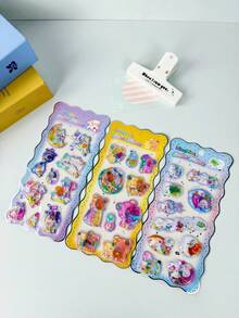 3D Shaking Stickers, 3D Crystal Stickers, Multiple Fashion Summer Anime Designs, Solid Color Embossed Handmade Stickers, Children's DIY Handmade Shaking Stickers, Bookmark Stickers, Notebook Decoration Stickers - Multicolor - View 4