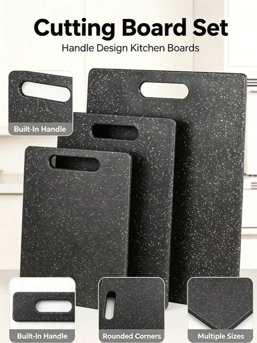 1/3pcs Marble Pattern Cutting Board Set, Kitchen Food Preparation Board, Cooked/Raw Food Separation, Home Fruit Cutting Board, Children's Food Preparation Board, Antibacterial Kitchen Cutting Board, Suitable For Meat, Fruit, Vegetables, Non-Slip And Easy To Clean - Multicolor - View 1