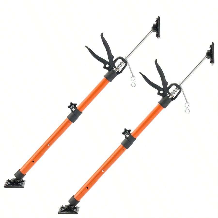Cabinet Jack Support Pole, 2-Pack, 21.3-60 Inch Steel Telescopic Quick Support Rod, Adjustable 3rd Hand System Up To 154 Lbs Capacity Installing Cabinets, Lifting Drywall, Cargo Bars - Black+Orange + Carbon Steel - View 1