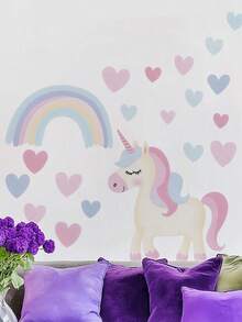 Girls Rainbow Unicorn Heart Self-Adhesive Wall Sticker Home Decor Gift - Rainbow Horse - View 5