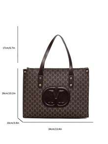 French Niche Commuter Large Capacity Printed Tote Bag For Women, 2026 Winter New Fashion Shoulder Shopping Bag - Coffee - View 6