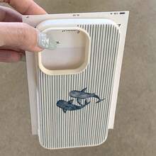 [24h Versand Aus DE/FR/ES]Blue Thin Vertical Stripe Watercolor Two Whale Print Large Camera Cutout Lychee Texture Phone Case Compatible With IPhone 17 17Air 16e 16 15 14 13 12 11 Plus Pro Max  Galaxy S21 S22 S23 S24 S25 S26 Ultra Edge Fe Plus   Soft Shockproof Protective Cover Sweet Birthday Holiday Gift For Ocean Marine Lovers Women Girls - 1 Main Image - View 3