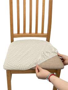 4/6 Buah Sarung Bantal Kursi Jacquard Elastis, Dapat Diregangkan dan Dicuci dengan Mesin, Cocok untuk Melindungi Bantal Kursi di Ruang Belajar, Ruang Tamu, dan Kamar Tidur - Krem - View 4