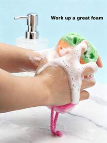 Exfoliating Bath Sponge Body Sponge - Soft Foaming Bath Ball, Colorful Striped Design, Gentle Exfoliation For Body And Face, Durable And Easy To Clean, Suitable For Home And Commercial Use, Bathroom Decor, Lively Design, Soft Touch - Multicolor - View 3