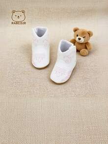 RABEISIR Sepatu Bot Bayi Musim Gugur/Dingin, Sepatu Pra-Berjalan Bayi, Anti Selip & Bernapas, 6-12-18 Bulan, Sepatu Bot Mini Retro Unisex - Putih - View 5