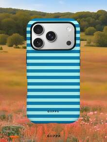 GIIPPA 1件淺藍色橫條紋圖案設計手機殼，適用於Phone 17 Pro Max，相容於Phone 16 Pro Max、15 Pro Max、14 Pro Max，韓式高端時尚趣味手機殼，相容於11/12/13/14/15/16 Pro Max Plus，優雅設計男女皆宜，聖誕節、情人節、復活節、婚禮季與生日送女友的完美禮物 - 淺藍色 - 查看 8
