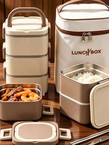 Kotak Makan Siang Dewasa Kapasitas Besar dari Stainless Steel 304, Kotak Makan Siang Bento yang Dapat Ditumpuk 4/3/2/1, Cocok untuk Dewasa, Kotak Bento Desain Persegi Minimalis Modern, Dilengkapi dengan Set Peralatan Makan dan Tas Isolasi, Kotak Makan Siang Anti Bocor, Cocok untuk Bepergian, Kerja, Piknik, Microwave dan Mesin Pencuci Piring - MultiWarna - View 11