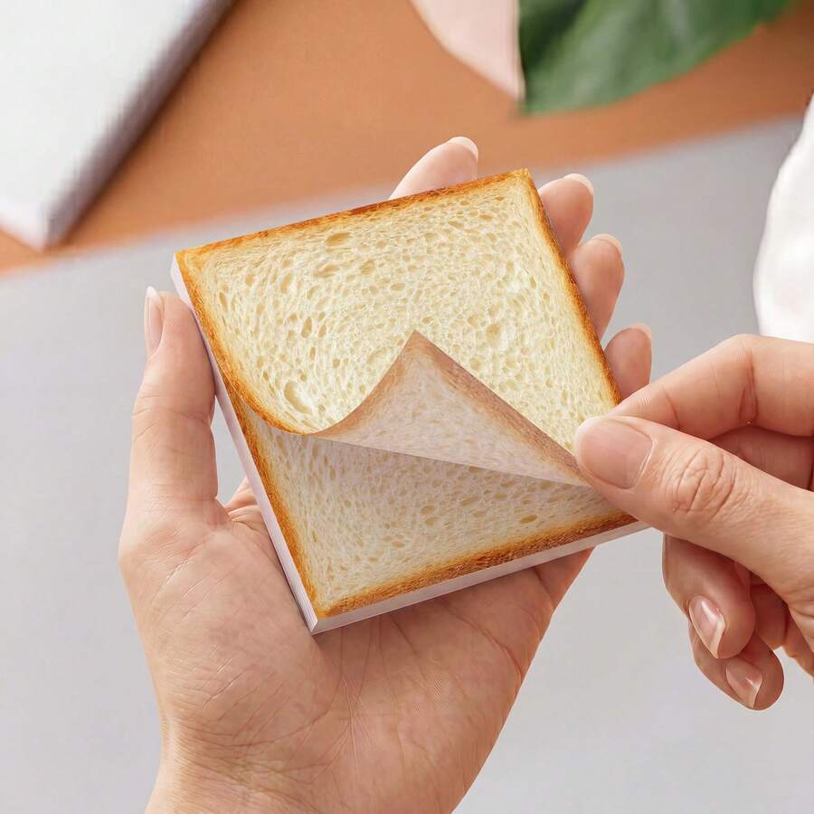 2 Packs Bread Sticky Notes, Toast Food Theme Self-Adhesive Sticky Notes, Total Sheets, Cute Kawaii Sticky Notes, Removable Sticky Notes, Suitable For Planner, To-Do List, School And Office Supplies - one-size - View 1