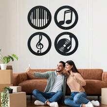1 Set Music Note Wall Decor Set - Iron Frame Outline Painting, Durable Metal Sculpture, Suitable For Home And KTV Decoration, Perfect For Room Decor. - TY-204-03 - View 7