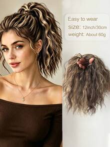Fluffy Curly Bob Wig, Synthetic Heat-Resistant Ponytail Hair Extension, Suitable For Daily Wear, Adds Volume, Halloween - Multicolor - View 4