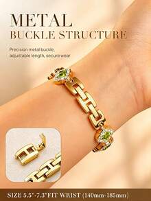 Compatible con Apple Watch Series S11/S10/S9/S8/S7/S6/S5/S4/S3/S2/S1/SE Ultra 3, 1 pieza Pulsera de metal plateada delgada para mujer, diseño de flor con circonita de strass, elegante y de moda, compatible con 38/40/41mm/42/44/45/46/49mm, accesorio de verano para mujer, fiesta de playa de verano, fiesta de baile, graduación, regalo de temporada de regreso a la escuela - Dorado - Ver 7