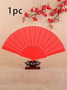 1件純色裝飾扇，多功能塑膠摺扇，女士舞扇，夏季涼扇，適合作為婚禮禮物、桌面裝飾、舞扇及旅行涼扇 - A - 查看 15