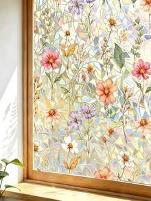 1 Roll 3D Laser Window Glass Film, 30*200cm Size, Fresh Minimalist Colorful Frosted Privacy Sticker, Privacy Protection, Heat Insulation, Sun And UV Protection, Static Adhesion Without Glue, No Adhesive, Easy To Install And Reusable, Suitable For Bathroom, Kitchen, Bedroom Windows, Rental/Office Store Home Decor Window Film, Removable Window Sticker - Multicolor - View 10