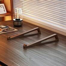 2pcs Ergonomic Bamboo Laptop Stand - Adjustable Height Portable Desktop Stand, Wide Base For Stable Support, Compatible With Books/Tablets/Laptops, Bamboo Material Office Desk Riser, Suitable For Office, Bedside And Travel, Durable A-Frame Structure - View 2