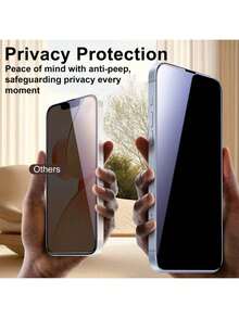 ZYONS 3pcs Anti-Peeping Privacy Tempered Glass Screen Protector, Anti-Scratch, Full Coverage, Compatible With IPhone 17 Pro Max/Air/16/15/14/13/12/11 Pro Max/XR/X/XS Max Plus, Anti-Fingerprint Phone Screen Protector, Anti-Peeping Screen Protector - Black-3PCS - View 3