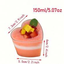 10/20/50入 5盎司心形迷你甜點杯 甜點射擊杯 派對盛裝用 適用芭菲、起司蛋糕、慕斯、布丁 - 無色 - 查看 2