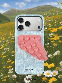 GIIPPA 1件淺藍條紋背景配淺藍與粉色邊緣清新花卉圖案設計，Phone 17 Pro Max 手機殼 + 粉色吸盤，相容於 Phone 16 Pro Max、15 Pro Max、14 Pro Max，韓系高端時尚趣味手機殼，相容於 11/12/13/14/15/16 Pro Max Plus，優雅設計適合男女，聖誕節、情人節、復活節、婚禮季與生日送女友的完美禮物！ - 淺藍色 - 查看 8