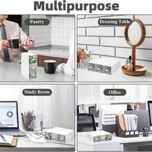 Plastic Tea Bag Organizer, 3-Drawer Stackable Storage Container For Coffee, Sugar Packets & Snacks, Clear/White Pantry, Countertop, Desk Organizer For Kitchen, Office, Home - 9.1" X 6.5" X 3.2" - Transparent - View 5