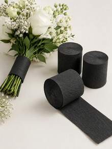 Black Crepe Paper, Thickened Handmade Crepe Paper Ribbon, Suitable For DIY Floral Arrangement, "Trick Or Treat" Gift Bags, Halloween Party Decoration, Wedding And Birthday Backdrop, And Packaging Material - Multicolor - View 2