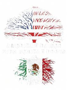 Men Gifts [100% Cotton] American Raised Mexican Roots T-Shirt With Flag Inspired Tree Design . - 黑色 - 查看 3