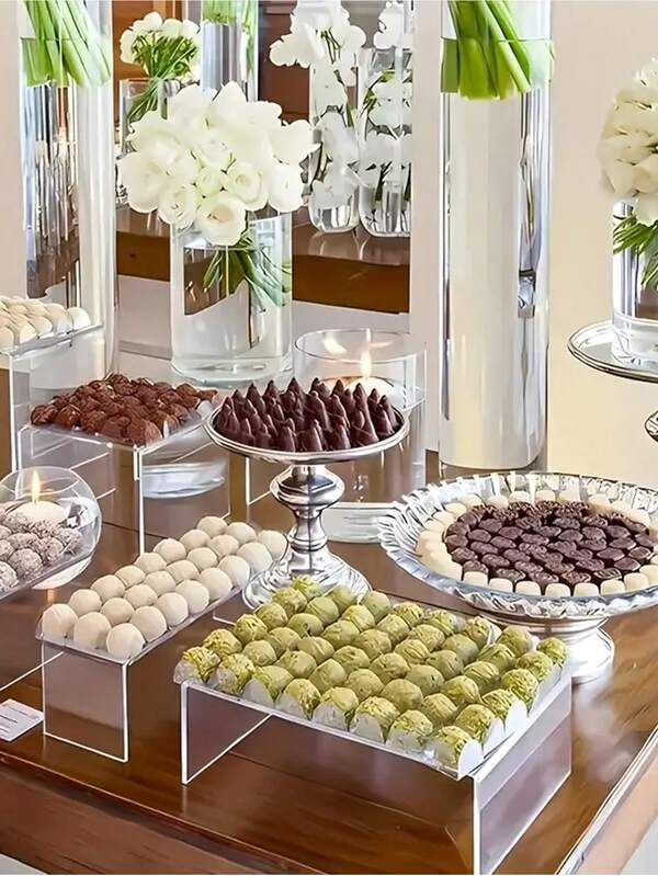 5 chiếc đế trưng bày bánh bằng acrylic trong suốt chống nước, phù hợp cho cupcake, mousse, sushi, đồ tráng miệng, lý tưởng cho đám cưới, tiệc, sự kiện doanh nghiệp, catering, phụ kiện trang trí bánh không dùng điện