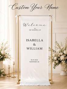 Customized Wedding Welcome Sign, Wedding Fabric Welcome Banner, Modern Wedding Welcome Banner, Fabric Sign Customized Wedding Banner, Bohemian Wedding, Bridal Shower Sign Personalized Name Customized Wedding Sign, Customized Minimalist Welcome Sign, Fabric Welcome Sign, Wedding Decor, Customized Fabric Wedding Sign, Personalized Party Decor, Minimalist Sign, Fabric Sign, Wedding Welcome Sign - Multicolor - View 5