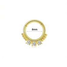 1pc Exquisite CZ Hinged Clicker Nose Ring, 2 Styles: Snake Design & Beaded Three-Stone Cubic Zirconia Segment Jewelry, 316L Hypoallergenic Stainless Steel, Multi-Purpose Nose Piercing, Cartilage, Ear Canal & Nose Jewelry - Multicolor - View 8