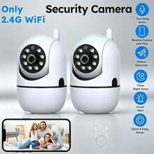 Home Wireless Security Camera 360° Panoramic Night Vision WiFi Phone Remote Control 1080P HD Smart Camera 2.4G WiFi Connection Two-Way Audio Infrared Night Vision Indoor Security Monitor - White - View 3