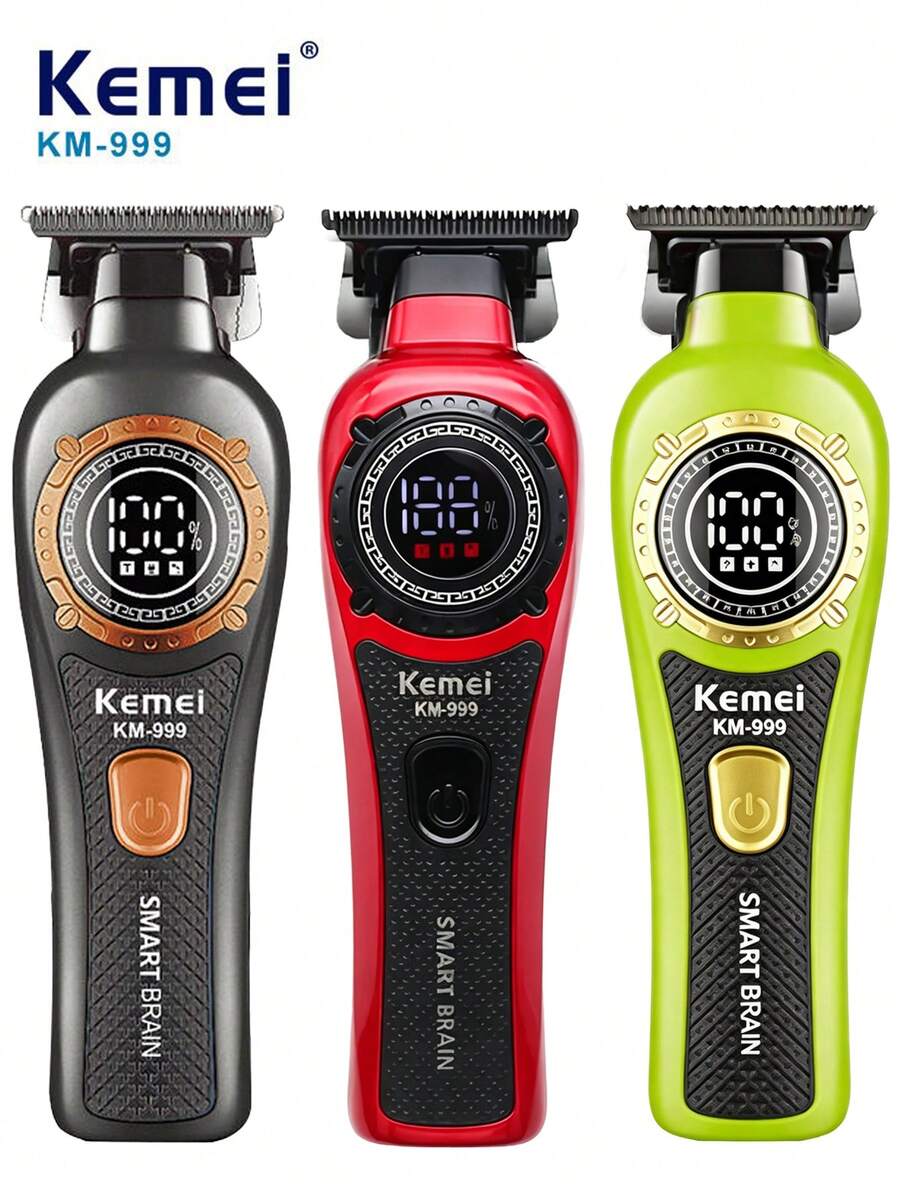 Kemei KM-999 Men's Electric Hair Clipper, 0mm Zero-Gap Trimming Hair Clipper, Equipped With 3 Comb Guides, Electric Shaver, Suitable For Barbers To Trim Beards, Suitable For Home Or Salon Use, Men's Birthday And Holiday Gift