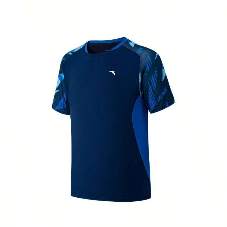 Anta Dingyin Men's New Quick-Dry Breathable Short Sleeve T-Shirt, Sports Training & Competition Top - Deep-sea Blue-3 - View 1