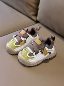 Sepatu Fungsional Luar Ruangan untuk Balita dengan Desain Blok Warna, Perekat Velcro Dua Lapis, Sol Karet Tebal, Lapisan Dalam yang Bernapas, Sepatu Kasual Ringan Tanpa Tali. - Khaki - View 1