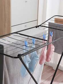 1pc Foldable Metal Clothes Drying Rack - Retractable Design, Space-Saving, Sturdy And Durable, Can Dry Clothes And Quilts Indoors And Outdoors, Freestanding Floor Type, Flexible To Move - Random Color - View 8