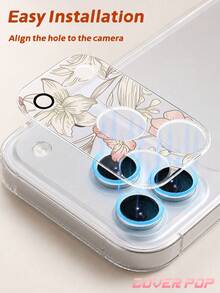 1pc Linear Lily Pattern Camera Lens Protector Film, Compatible With IPhone 17Pro/17 Pro Max; Made Of Tempered Glass, Full Coverage Design, High Definition And Transparent, Anti-Scratch And Anti-Fingerprint, Compatible With Phone Cases, Easy To Install. - Clear - View 6