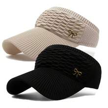 2pcs/Set Neutral Lightweight Design Upgraded Bow Logo Women's Sun Hat, Comfortable & Breathable, Suitable For Outdoor Sports & Cycling - A - View 17
