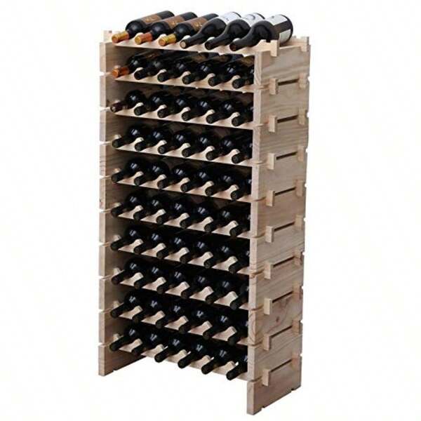 (Free Shipping)Wine Rack Solid Wood Stackable Storage Wooden Wine Rack Wine Cabinet 60 Bottles Natural Color