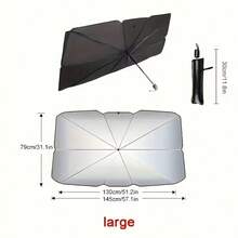 1pc Car Sunshade For Front Windshield, Sun Protection And Heat Insulation, Light-Blocking Window Cover, Car Interior Accessory, Windshield Cover For Small Cars - A - View 9