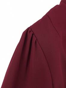 Women's Solid Color Bell Sleeve Elegant Party Occasion Long Dress - Burgundy - View 9