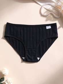 5件組女款純棉低腰無縫羅紋素色舒適透氣運動內褲 - 彩色 - 查看 7