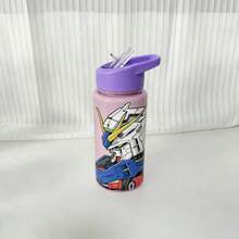 bandai 多色機甲印花塑膠吸管杯，翻蓋吸管設計，防漏日常飲水杯，適合辦公室、學習、通勤，生日與節日禮物 - 彩色 - 查看 5