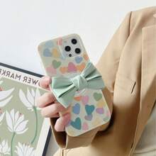 1pc Creative Phone Air Cushion Stand, Exquisite Leather Bowknot Slouchy Adhesive Air Cushion, Retractable Foldable Desktop Stand - Multicolor - View 2