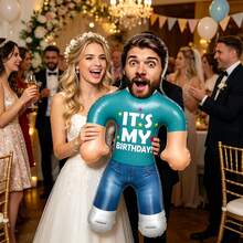 1pc Personalized Inflatable Blow-Up Prop, Customized Face Inflatable Blow-Up Prop, Personalized Inflatable Party Prop Bride & Groom, Bachelorette Party Gift, Bachelorette Party, Bride Gift, Inflatable Doll, Wedding Favor, Birthday, Special Occasion - Multicolor - View 5