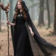 New Medieval Halloween Cloak With Large Hat, Vintage Multi-Color European Noble Overcoat Robe - Multicolor - View 4