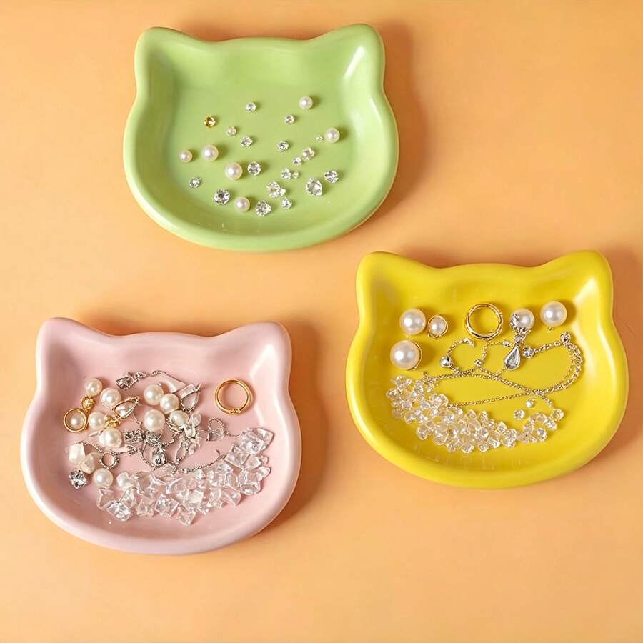 Elegant Cat-Shaped Multi-Functional Plastic Tray, Perfect For Displaying Luxury Jewelry And Perfume. Exquisite Living Room Jewelry Tray, Perfect Gift For Christmas, Thanksgiving, New Year And Valentine's Day - Multicolor - View 1