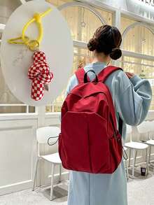 Multifunctional Lightweight Large Capacity Casual Backpack, Solid Black, Pure Polyester Fabric, Laptop And Daily Storage, Unisex, Suitable For All Seasons, Ideal For College, Commuting, Travel, Back To School - Multiple Styles - View 11