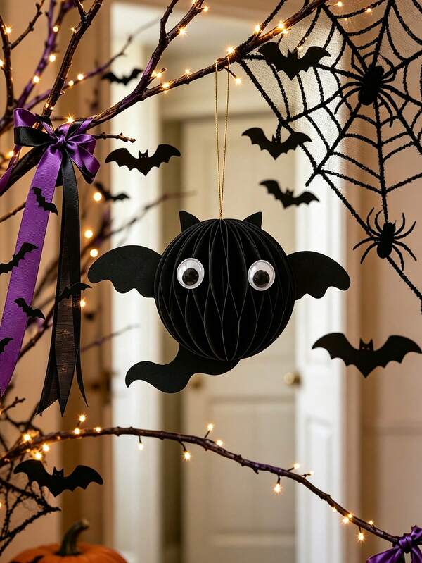 4pcs-Halloween Honeycomb Cat & Ghost Hanging Decorations, Honeycomb Pendant Ghost Decor, Foldable Party Supplies, Haunted House Window And Wall Decor, Halloween Decorations, Halloween Gifts, Halloween Honeycomb Decor, Christmas Decor, Trick Or Treat Decor Halloween Decor Halloween Gift All Saints' Day Decor All Saints' Day Gift