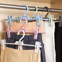 5/10pcs Plastic Pants Hangers With Anti-Slip Clips, Connectable - Multi-Function Pants And Skirts Holder - 360° Rotating Hook With Adjustable Clips - Back To School Promotion - White - View 6