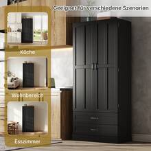 Kitchen Cabinet With 3 Sliding Shelves, Drawers, And A Tall Double-Door Pantry With Door Shelves For Kitchen, Dining Room, And Living Room - 查看 5