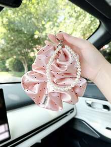 Creative Hair Scrunchie Car Keychain Pendant Car Key Chain Bag Charm Car Key Ring - Polka Dot Style - View 6