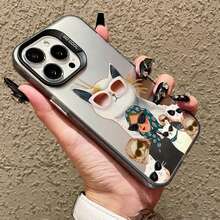 Cartoon Cute Cat Headscarf Women Phone Case For IPhone 17 13 12 Mini 11 Pro Max 16 15 14 Plus Pro Max Shockproof Laser Case - CH-Black NRYM 5 - 查看 2